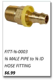 FITT-⅜-0003 ⅜ MALE PIPE to ⅜ ID HOSE FITTING $6.99